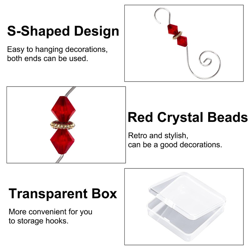 INCREWAY Wire Ornament Hooks, 30 Pcs Silver S-Shaped Christmas Tree