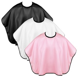Lusofie 3 Pcs Haircut Cape Shorty Hair Dye Cape Adjustable Neck Makeup Apron Salon Hair Cape Barber Capes Hair Cut Capes for Adults (black white pink)