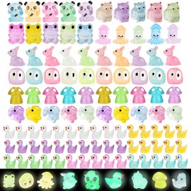 Caxmtu 120Pcs Luminous Mini Resin Animals Tiny Ducks Glow in The Dark Miniature Figures for Dollhouse Micro Garden Landscape Aquarium Decor