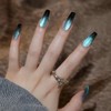 Glossy Press On Nails Long Coffin Blue Black Gradient Fake