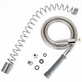 45" Commercial Sink Sprayer Hose, 45 Inches Pre Rinse Hose with Stainless Steel Spring & Heat Resistant Handle, Sink Hose Spring Replacement for Commercial Restaurant Industrial Kitchen Sink Faucet