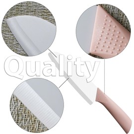 Rynal Ceramic Knife Sharp Ceramic Kitchen Knife with Sheath Cover (Pink, 7")