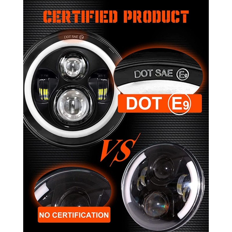 us- 2pcs Fit Mack R Series 7'' Inch Round LED