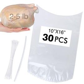 Anmboor Poultry Shrink Bags, chicken bag, 30Pack 10x16 Inches Clear Poultry Heat Shrink Wrap Freezer With 30 Zip Ties, a Silicone Straw for Chickens, Rabbits