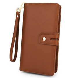 YALUXE Women‘s PU Leather Wallet with 20 Card Slots Cash Phone Pockets and Removable Checkbook Holder