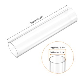 sourcing map Rigid Round Clear Tubing 32mm(1 1/4") ID x 35mm(1 3/8") OD x 0.5Ft(150mm) Length Plastic Tube
