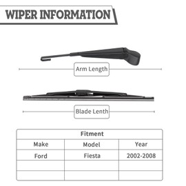 Rear Wiper Arm Rear Windscreen Wiper Set Replacement for Ford Fiesta 2002 2003 2004 2005 2006 2007 2008 Rear Windscreen Wiper Rear