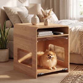 DAWNYIELD Dog Crate Furniture with Flip-Up Door & PET Panel for Small Dogs