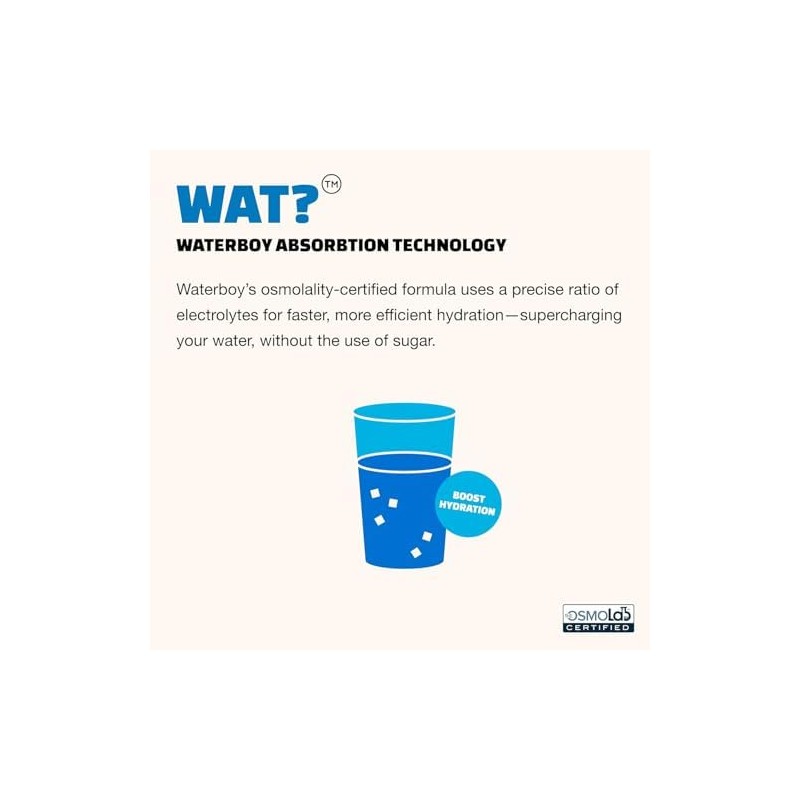 Waterboy- Hidratación de entrenamiento Paquetes de Polvo de Electrolitos Sin