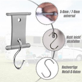 JKOISL Piping Strip Hooks, Set of 18 Awning Accessories 5/6 mm and 7/8 mm, Motorhome Accessories, Piping Hooks, Awning Accessories for Motorhome, Caravan, Camping Tent