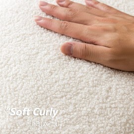 Foindtower Pack of 2, Curly Faux Fur Decorative Throw Pillow Covers Soft Neutral Plush Cushion Case with Zipper Cozy Modern Pillowcase for Home Living Room Couch Bed Sofa 20 x 20 Inch, Cream White