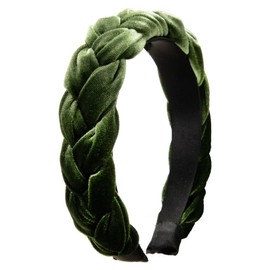 Alpenflüstern Costume Headband Velvet Braided Look – Women's Hair Accessories Non-Slip Headband Braided for Dirndl (Moss Green) ADV132