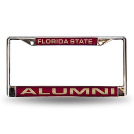 Rico Industries NCAA Florida State Seminoles Laser Cut Inlaid Standard Chrome License Plate Frame , 6 x 12.25-inches