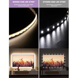 MIWISE COB LED Strip Light 4000K Natural White 6.56ft/2m,5V USB Powered Dimmable LED Tape Light with Memory Function Touch Dimmer Switch,for Under Cabinet Lighting,TV Backlight,3D Printer DIY Projects