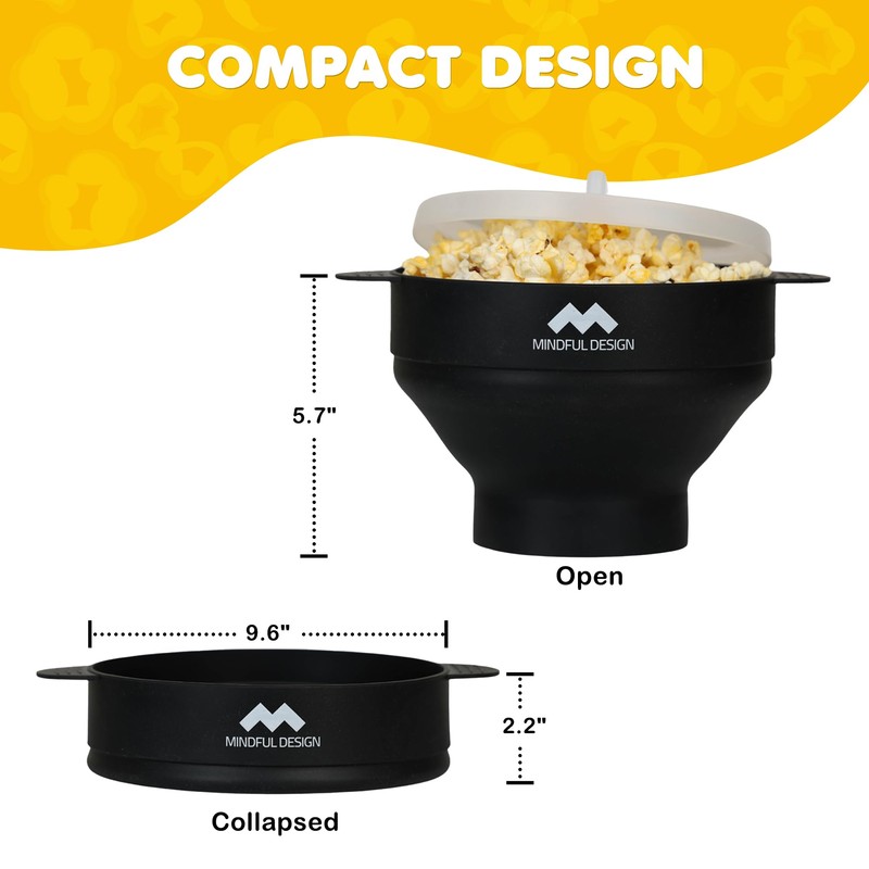 The Original Mindful Design Collapsible Microwave Popcorn Popper - Silicone