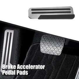 A ABSOPRO Foot Pedal Cover Non-Slip No Drill Metal Silver Tone