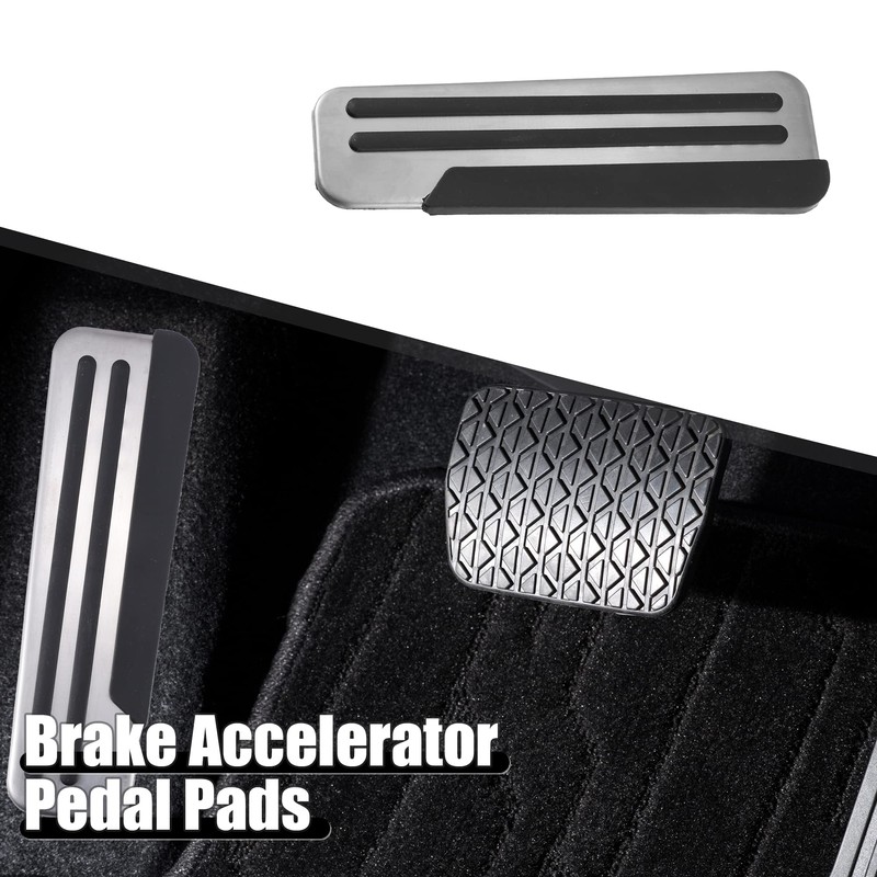 A ABSOPRO Foot Pedal Cover Non-Slip No Drill Metal Silver