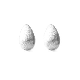 Sterling Silver Small Dome Brushed Waterdrop Pear Teardrop Stud Earrings