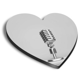 1 x Heart MDF Magnets - Microphone Radio Broadcast 37236