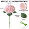 SUMTIPHUN 4 Pcs Pink Hydrangeas Artificial Flowers, 20 inches Large