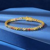 Gemsme 3.0mm Colorful Tennis Link Bracelet, 18K Yellow Gold Plated