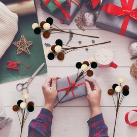 Kasyat 6 Pcs Christmas Tree Ball Pick Ornaments 14.17 Inches Christmas Tree Decoration Velvet Spheres Ball Picks DIY Crafts Floral Branches Arrangment Decoration for Xmas Holiday Family Party