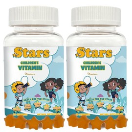 Stars Kids MultiVitamin Gummy w/ Omega 3 for Appetite Mood & Focus All Natural Gluten Free Plant Based (60 Gummies):_2 Bottles (Multi-Child Discount)