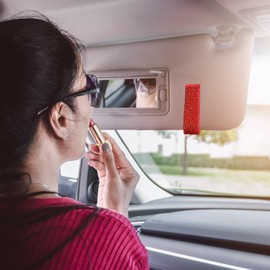 I3DIDEA Elegant Rhinestone Chapstick Holder for Car 1 Pack Bling Car Accessories for Women, Sun Visor Lip Balm Organizer with Multi-Color Crystals (Red)