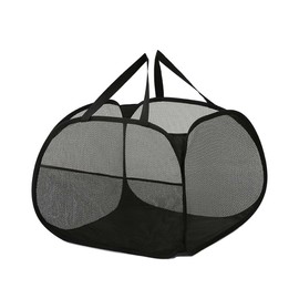 Kamuavni Mesh Pop up Laundry Hamper With Thicken Durable Handles,Collapasible Dirty Clothes Storage Basket, Travel Lightweight Laundry Basket,Large Capacity Dirty Baskets 19.7 * 19.7 * 15inch,Black
