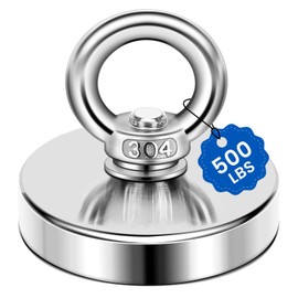 DIYMAG Super Strong Neodymium Fishing Magnets, 500 LBS(227 KG) Pulling Force Rare Earth Magnet with Countersunk Hole Eyebolt Diameter 2.36 in(60mm) for Retrieving in River and Magnetic Fishing