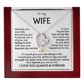 To My Wife Necklace From Husband, Gift For Her, Necklace For Wife From Husband, Gifts For Wife Romantic, To My Soulmate Necklace For Women, Christmas Anniversary Birthday Gift, Valentine Ideas (Forever Love, Silver Luxury Box)