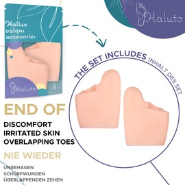 HALUTO Zehenspreizer für Hallux Valgus - Zehentrenner aus Silikon - Zehentrenner Schutz für den gesamten Hallux Valgus und Vorfuß - Toe Spacer