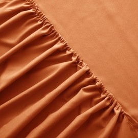 AMEHA King Size Fitted Sheets 25 cm Deep Soft Brushed Microfiber Fabric Easy Care Fade Resistant Fitted Bed Sheets (Rust, 152 x 200 cm)