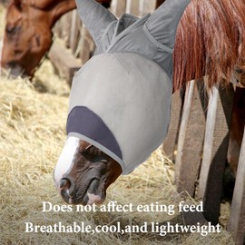 Horse Fly Mask, Super Comfort Fly Masks for Horses, Adjustable UV Protection Breathability Horses Fly Masks with Ears, Pony Mini Equine Fly Mask (Medium)