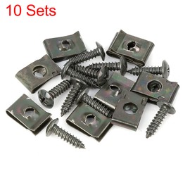 X AUTOHAUX 10 Sets 4.2x16mm U Clip Screw Assortment Car Clips Fasteners with Screws for Bumper Dash Door Panel Interior Green