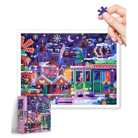 PieceRelax Plastic Jigsaw Puzzles for Adults 1200 Pieces - Christmas Fair in Old Town Most Satisfying Table Games and Gifts No Puzzle Mat Required [H3646]