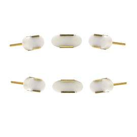 Perilla Home Set of 6 Stone Knobs, White Marble Knobs Decorative Oval Knobs Stylish Pulls with Screw for Kitchen Hardware Drawer Door Cabinet Cupboard Dresser | Handles for Home Office