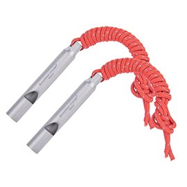 Boundless Voyage - Silbato de emergencia de titanio con cordón para camping, senderismo, deportes, entrenamiento, supervivencia, Ti9010O