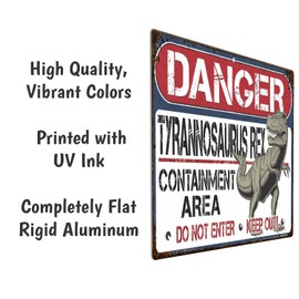 ATX CUSTOM SIGNS - Dinosaur Danger Tyrannosaurus Rex Sign. Keep Out, Do Not Enter 8x12 Sign for Kids Rooms