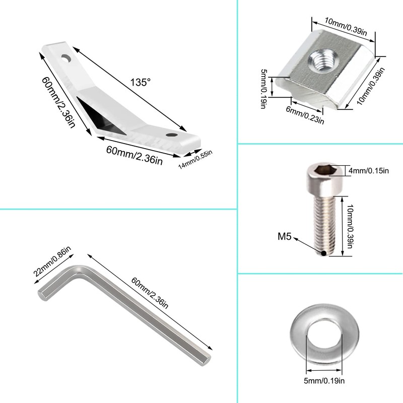 Aluminium Profile Connector 20 x 20 135 Degree Angle Connector