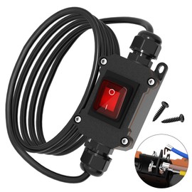 RVBOATPAT 20A 125V AC DPST Waterproof IP66 Inline Power Switch with Red Lighted ON/OFF Switch