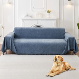 HAOMAIJIA Non Slip Couch Cover Sofa Covers for 3 Cushion Couch Washable sectional Couch Covers for Dogs pet Furniture Protector Couch Cover Blanket for Living Room (Blue, 91"x150")