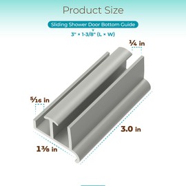 Shuisen Sliding Shower Door Bottom Guide for Glass Sliding Doors, 3" Long x 1-3/8" Wide Shower Door Guide, Grey Shower Door Parts Bottom Guide, 1 Pack