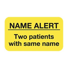 Tabbies Attention Labels - Name Alert/Two Patients with Same Name, Fluorescent Chartreuse, Alerts Medical Healthcare, 1-1/2"W x 7/8" H, 250 Labels/Roll (MAP1050)