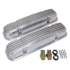 Cobra-Tek Fits Pontiac 326 455 Engine Polished Aluminum Valve Covers Finned Holeless