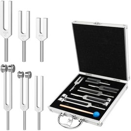 DiDiBirDi Tuning Fork Set,6 pcs (128Hz, 256Hz, 512Hz, 1024Hz, 2048Hz, 4096Hz) with Exquisite Aluminum Storage Case for Meditation, Yoga and relaxation exercises
