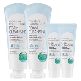 Vaseline Natural Cleansing Foam 225ml x 2 + 50ml x 2 / Large Capacity High Moisturizing + Hydration + Soothing + Rich Lather / 바세린 내추럴 클렌징폼 225ml 2개+50ml 2개 대용량 고보습+수분+진정+풍부한거품