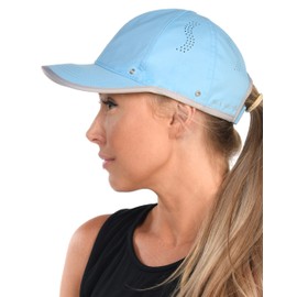 SAAKA Featherlight Sports Hat. Lightweight, Quick Drying. Running, Tennis & Golf Cap for Women & Girls (S, Light Blue)
