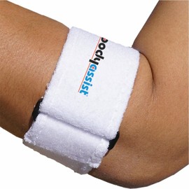Bodyassist Tennis Elbow Support Band, Cotton, Adjustable Compression Strap (White)