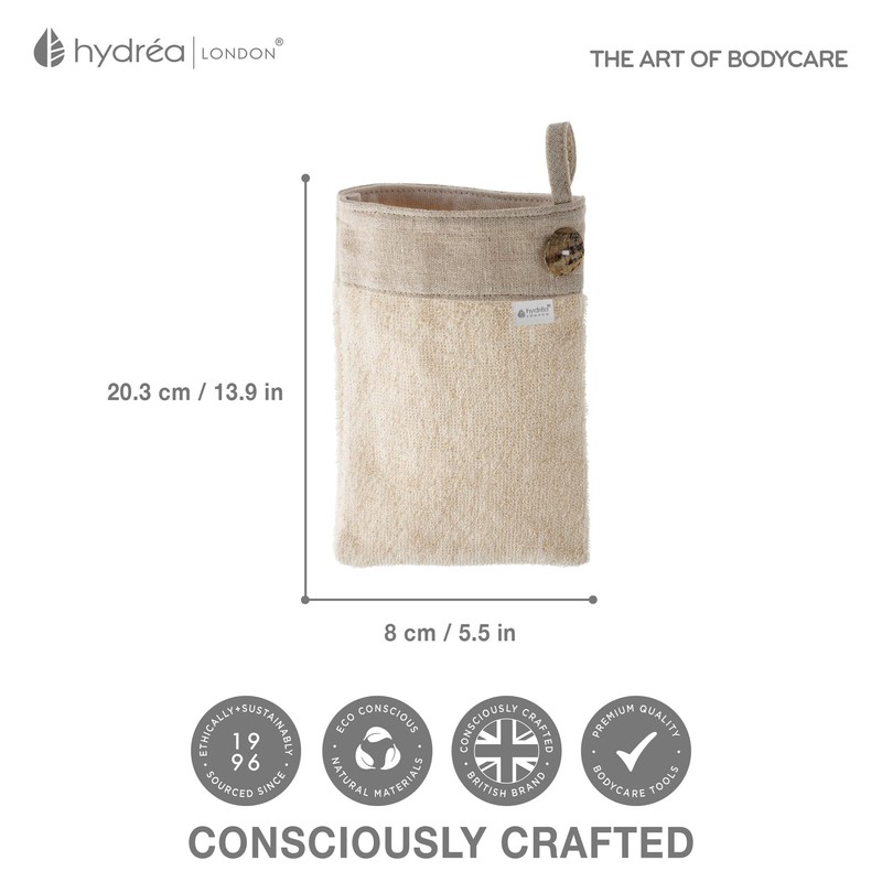 Hydrea London Natural Sisal & Linen Exfoliating Square Spa Mitt